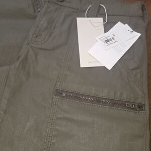 Joie Park Skinny Pants – Fatigue Green Coated (Size 24, NWT)